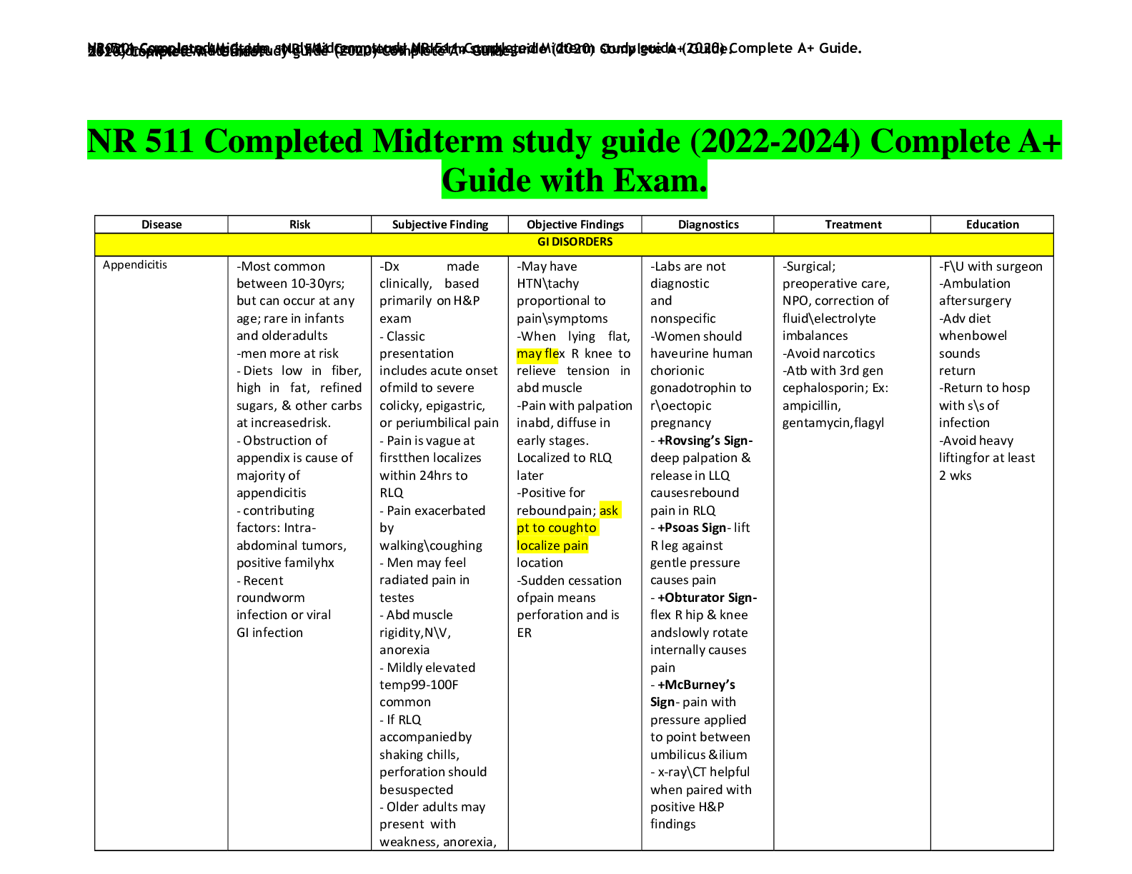 Preview image for NR 511 Completed Midterm study guide (2022-2024) Complete A+ Guide with Exam